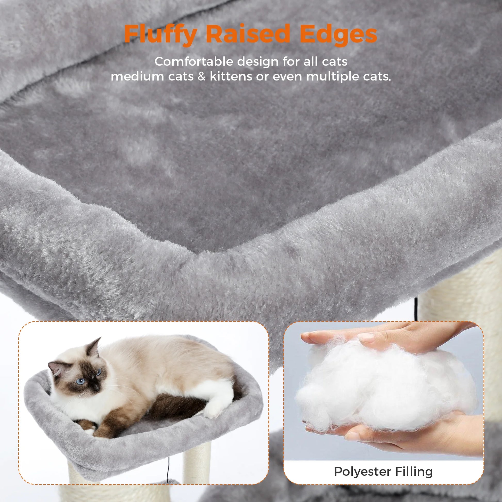 27-Inch Cat Tree Condo with Spacious Top Perch and Scratching Posts for Kittens and Medium Cats in Gray