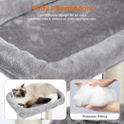 27-Inch Cat Tree Condo with Spacious Top Perch and Scratching Posts for Kittens and Medium Cats in Gray